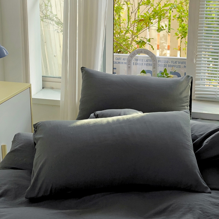 91家纺网 家纺一手货源 找家纺 森璐家纺 2024新款1ins风水洗棉四件套纯色四件套混搭素色四件套（二） 深灰色