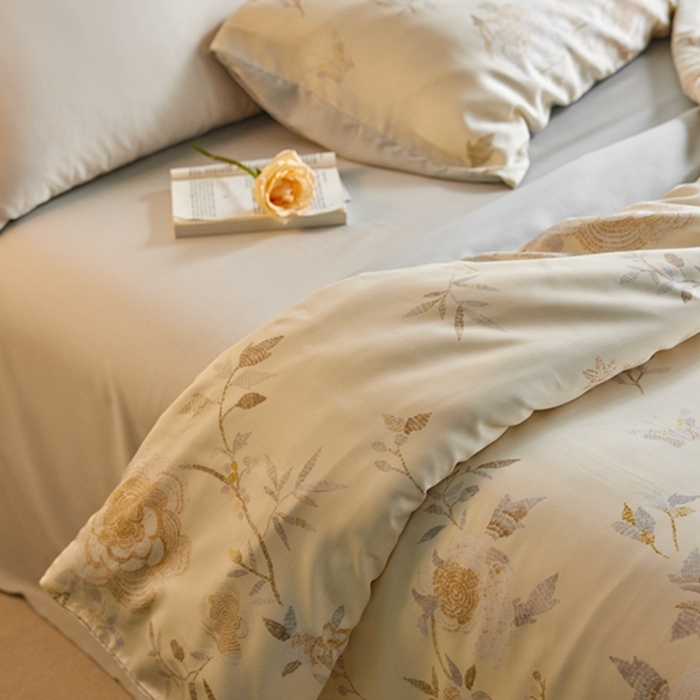 91家纺网 家纺一手货源 找家纺 时年家纺 2024春夏新品莱赛尔天丝印花四件套 妍艺