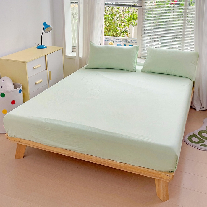 91家纺网 家纺一手货源 找家纺 森璐家纺2024新款1水洗棉单床笠系列  藻绿色