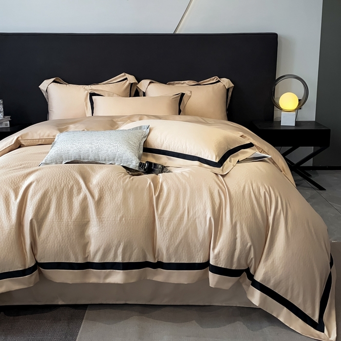 91家纺网 家纺一手货源 找家纺 遇见家居生活馆 2024新款贡缎压花水洗真丝四件套 碧莎-香槟