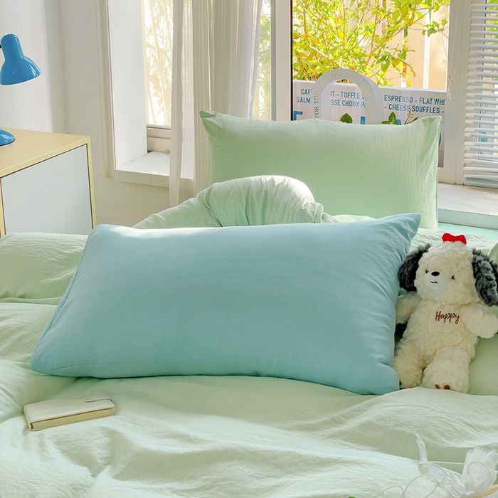 91家纺网 家纺一手货源 找家纺 森璐家纺 2024新款1ins风水洗棉四件套纯色四件套混搭素色四件套（二） 混搭-藻绿水绿