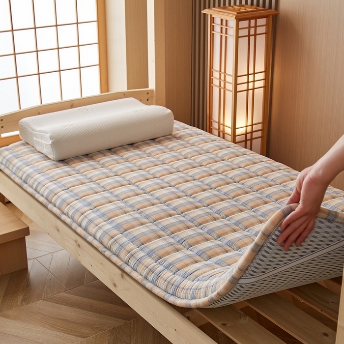 91家纺网 家纺一手货源 找家纺 祁恋婷家居 2024新款全棉水洗棉棉花床褥床垫【床垫遮盖物】系列-学生款 洛林