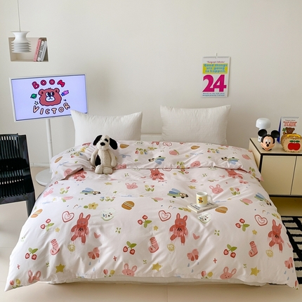 91家纺网 家纺一手货源 找家纺 （总）窝米 2024新款韩国设计师卡通手绘单品被套系列