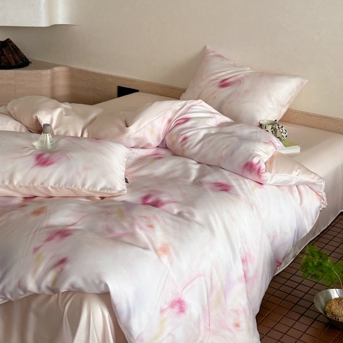 91家纺网 家纺一手货源 找家纺 圆岛家纺2024新款60S数码印花四件套 玫瑰琉璃