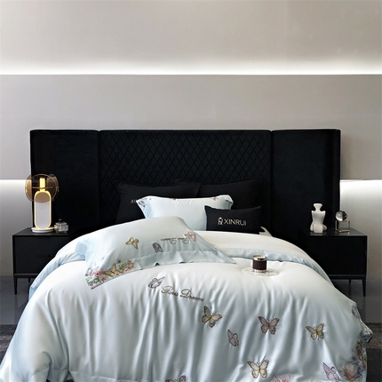 91家纺网 家纺一手货源 找家纺 （总）馨蕊家居 2024新款80SLF奥地利兰精天丝四件套-蝶舞花间