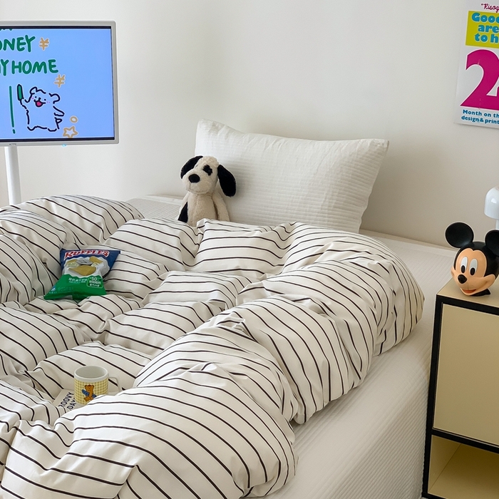 91家纺网 家纺一手货源 找家纺 窝米 2024新款韩国设计师卡通手绘单品被套系列 摩德尔