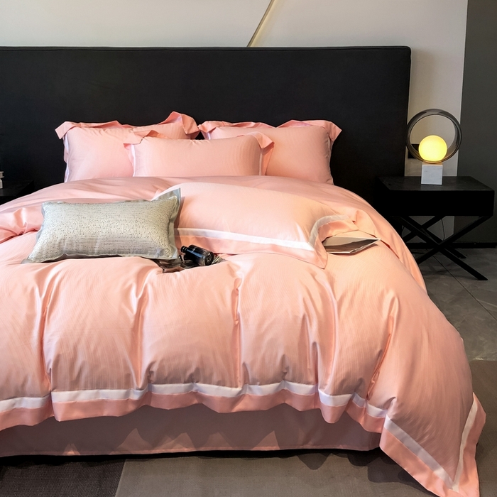 91家纺网 家纺一手货源 找家纺 遇见家居生活馆 2024新款贡缎压花水洗真丝四件套 秋水-粉色