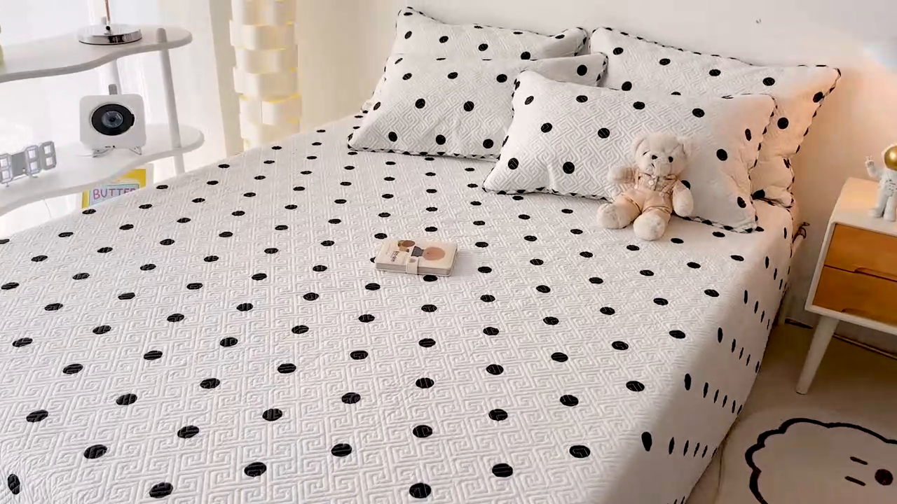 91家纺网 家纺一手货源 找家纺 羽爱家纺 2025新款A类双面全棉印花床盖套件 星星点灯