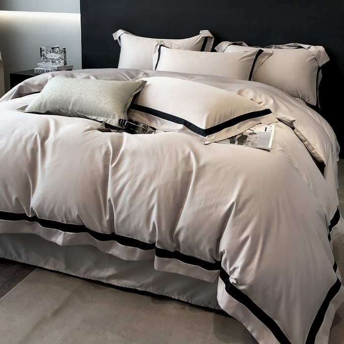 91家纺网 家纺一手货源 找家纺 遇见家居生活馆 2024新款贡缎压花水洗真丝四件套 碧莎-浅灰