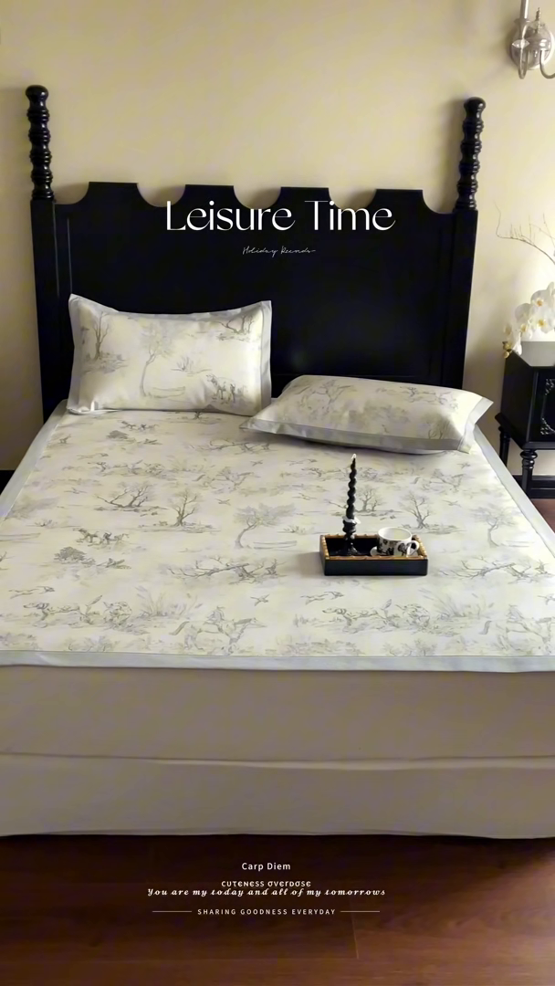 91家纺网 家纺一手货源 找家纺 圆岛家纺 2024新款900D复古手绘系列冰丝凉席 马丁-绿