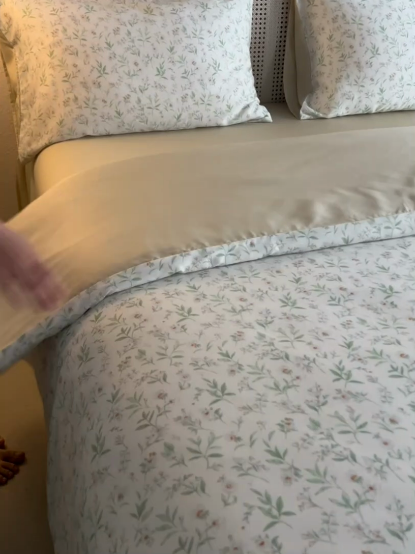 91家纺网 家纺一手货源 找家纺 时年家纺 2024春夏新品莱赛尔天丝印花四件套 漫语佳人