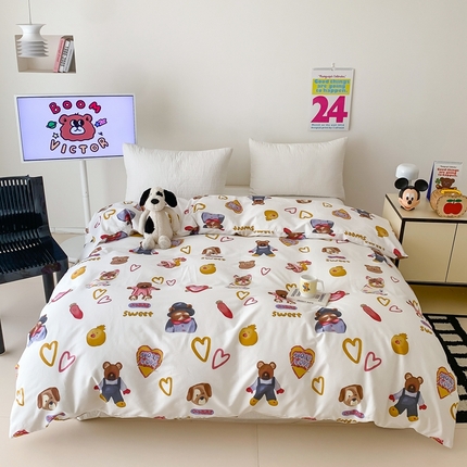 窝米 2024新款韩国设计师卡通手绘单品被套系列 妙可乐园