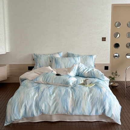 91家纺网 家纺一手货源 找家纺 圆岛家纺2024新款60S数码印花四件套 水之物语