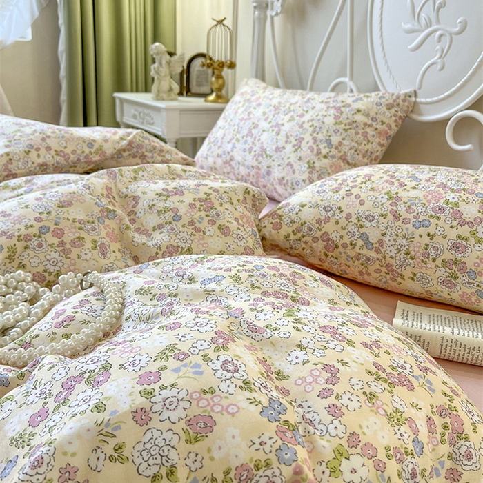 91家纺网 家纺一手货源 找家纺 麒豆豆 2024新款全棉双层纱四件套优若花园