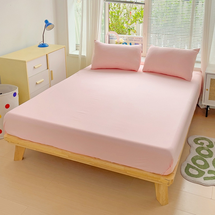 91家纺网 家纺一手货源 找家纺 森璐家纺2024新款1水洗棉单床笠系列  粉色