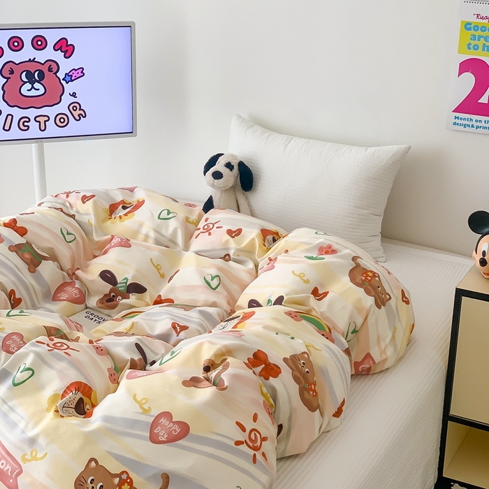 91家纺网 家纺一手货源 找家纺 窝米 2024新款韩国设计师卡通手绘单品被套系列 大狮子