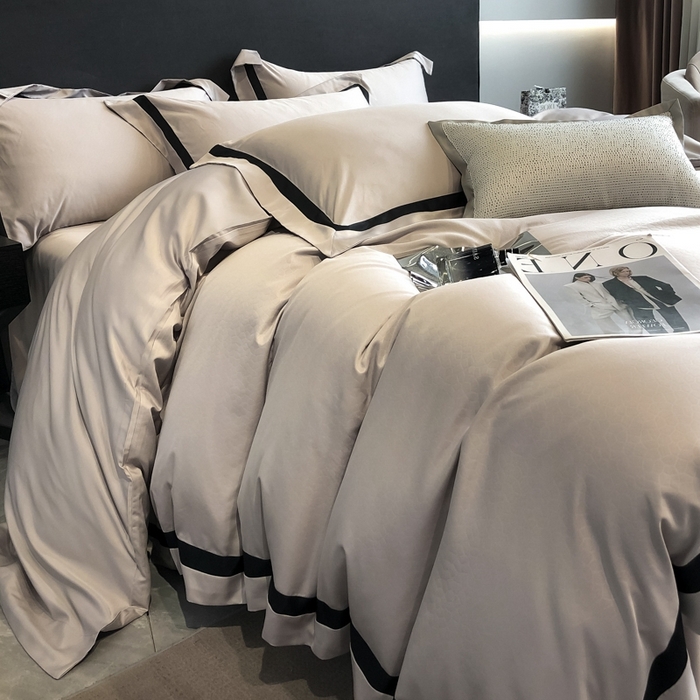 91家纺网 家纺一手货源 找家纺 遇见家居生活馆 2024新款贡缎压花水洗真丝四件套 碧莎-浅灰