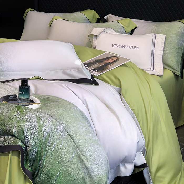 91家纺网 家纺一手货源 找家纺 若未家居 2025新款超细旦天丝棉数码印花四件套-马尔代夫 马尔代夫 绿