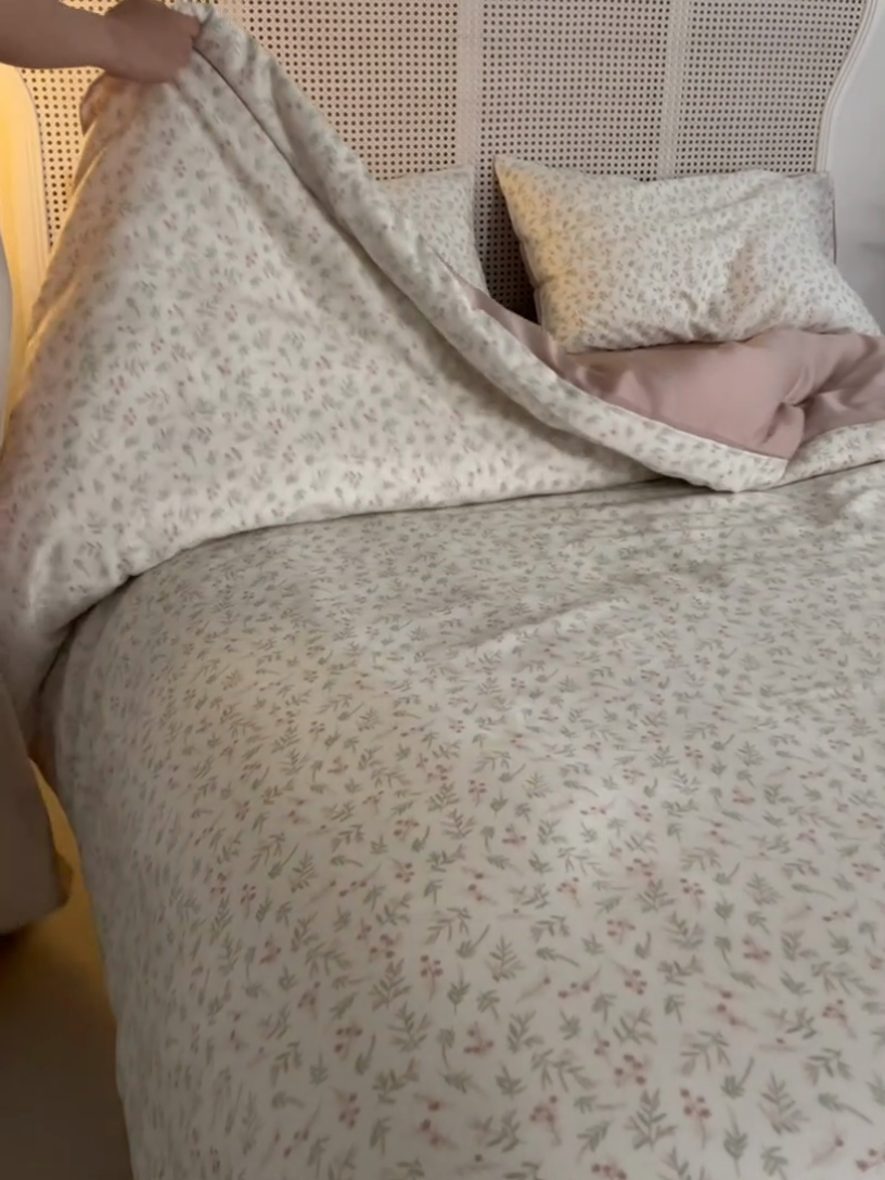 91家纺网 家纺一手货源 找家纺 时年家纺 2024春夏新品莱赛尔天丝印花四件套 叶纷飞