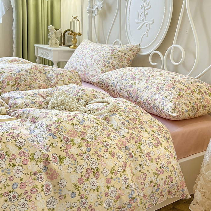 91家纺网 家纺一手货源 找家纺 麒豆豆 2024新款全棉双层纱四件套优若花园