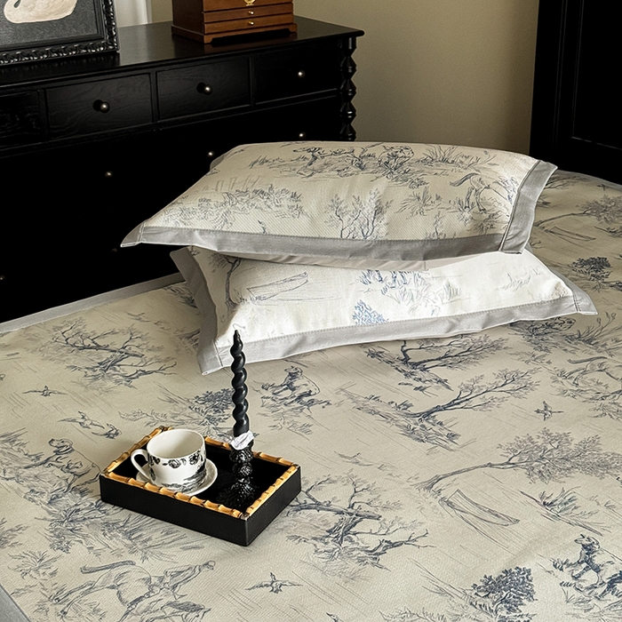 91家纺网 家纺一手货源 找家纺 （总）圆岛家纺 2024新款900D复古手绘系列冰丝凉席