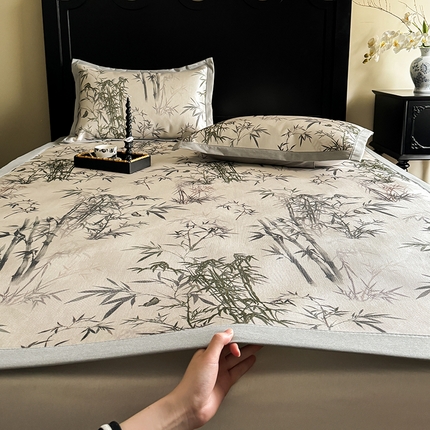 圆岛家纺 2024新款900D复古手绘系列冰丝凉席 夏竹