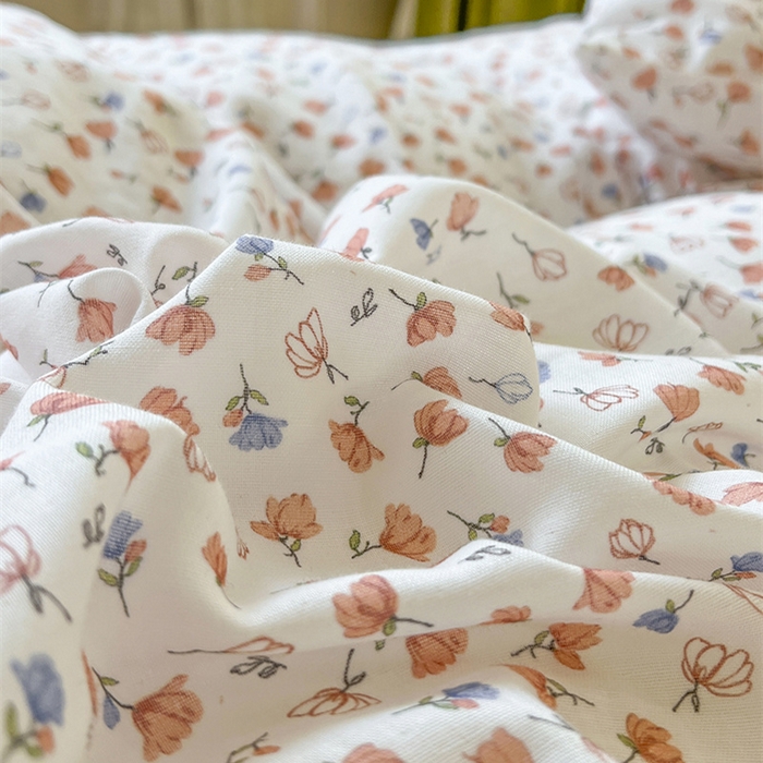 91家纺网 家纺一手货源 找家纺 麒豆豆 2024新款全棉双层纱四件套花间-粉