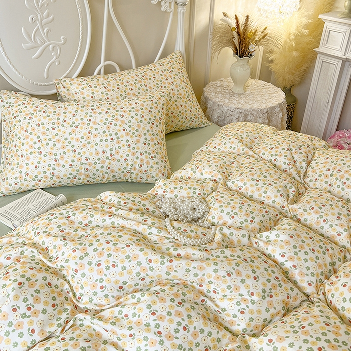 91家纺网 家纺一手货源 找家纺 麒豆豆 2024新款全棉双层纱四件套花蔓