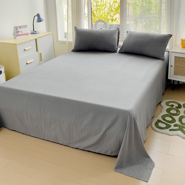 91家纺网 家纺一手货源 找家纺 森璐家纺2024新款1水洗棉单床单系列 浅灰色