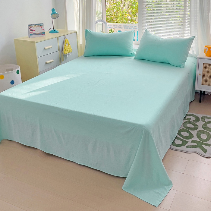 91家纺网 家纺一手货源 找家纺 森璐家纺2024新款1水洗棉单床单系列 水绿色