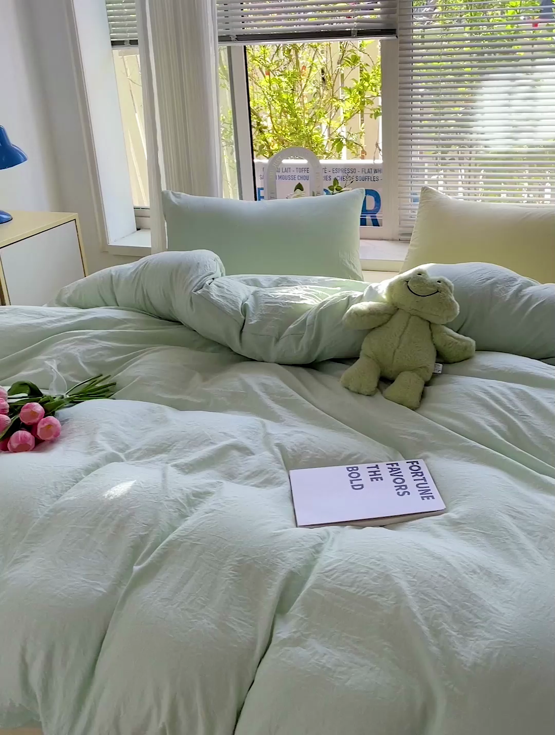 91家纺网 家纺一手货源 找家纺 森璐家纺 2024新款1ins风水洗棉四件套纯色四件套混搭素色四件套（二） 混搭-藻绿黄