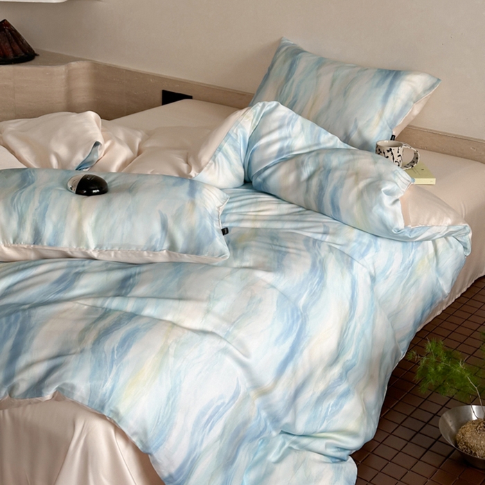 91家纺网 家纺一手货源 找家纺 圆岛家纺2024新款60S数码印花四件套 水之物语