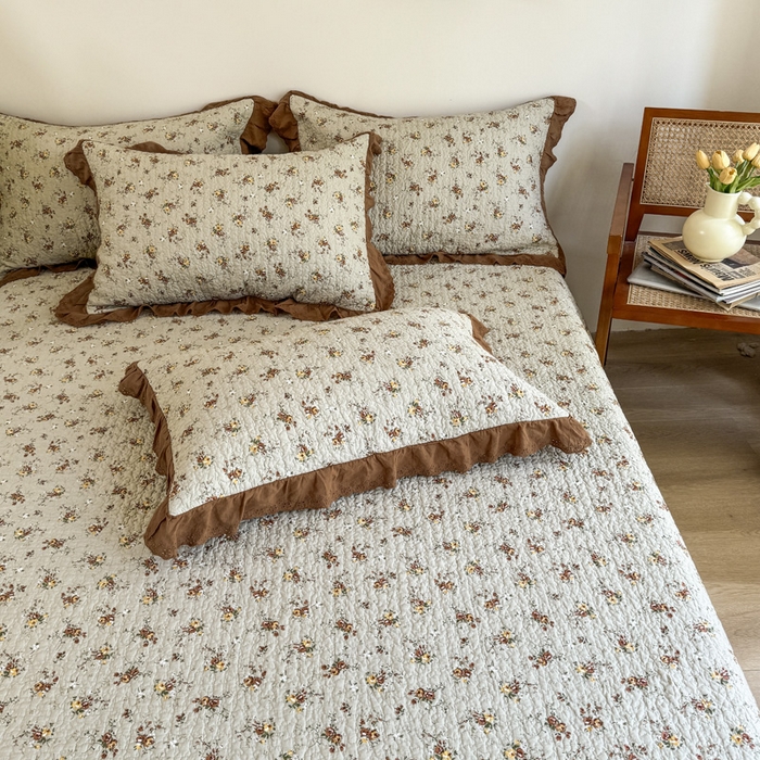 91家纺网 家纺一手货源 找家纺 添越 2024新款纯棉砂洗床盖 摩卡