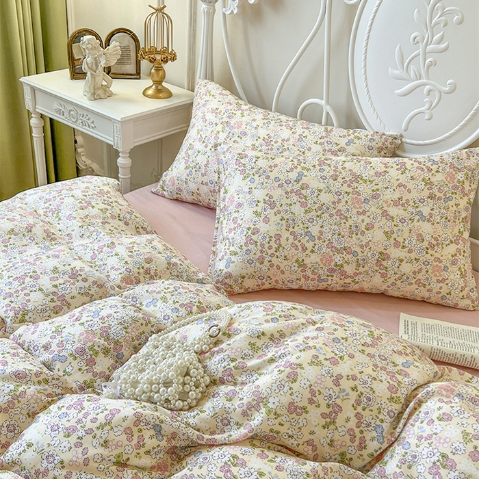 91家纺网 家纺一手货源 找家纺 麒豆豆 2024新款全棉双层纱四件套优若花园