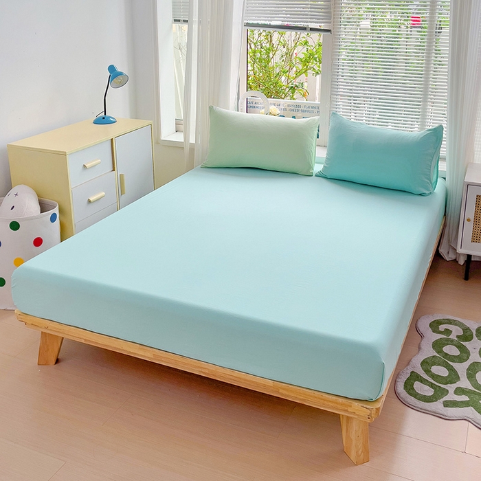 91家纺网 家纺一手货源 找家纺 森璐家纺2024新款1水洗棉单床笠系列  混搭-藻绿水绿