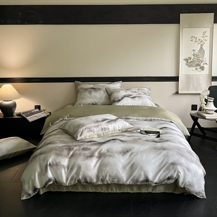 圆岛家纺2024新款60S数码印花四件套 墨盏