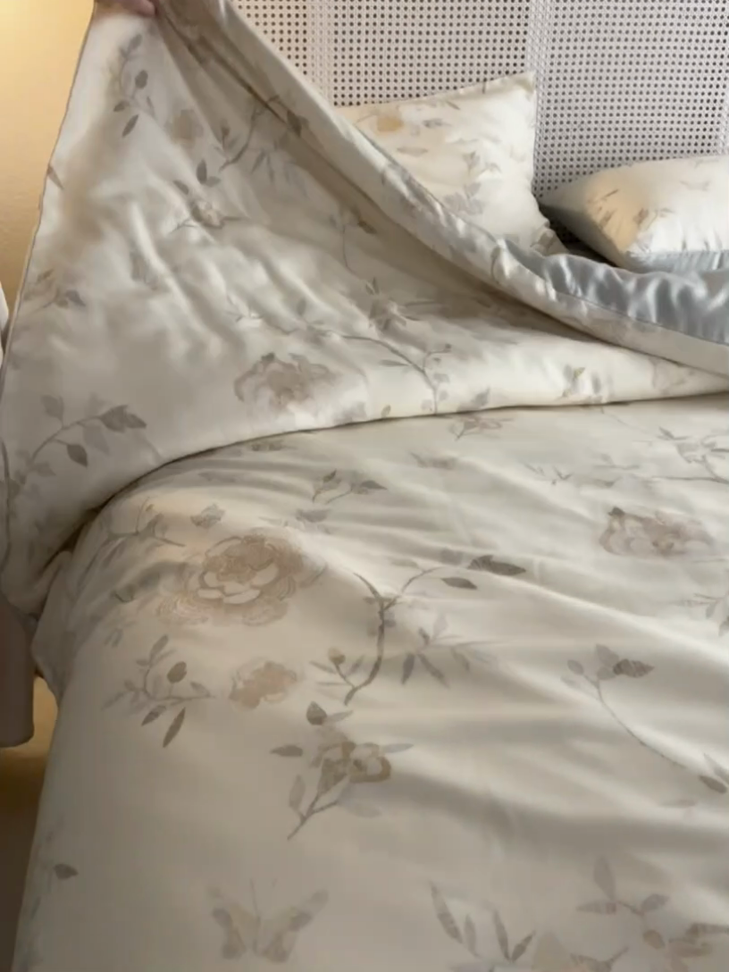 91家纺网 家纺一手货源 找家纺 时年家纺 2024春夏新品莱赛尔天丝印花四件套 妍艺