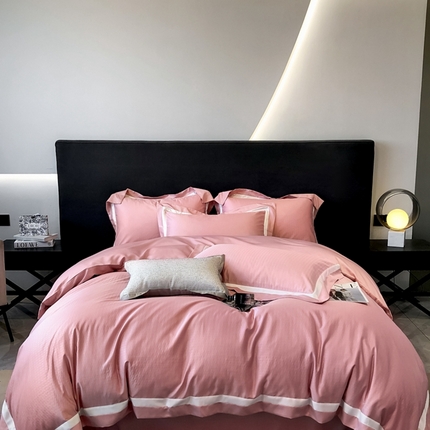 遇见家居生活馆 2024新款贡缎压花水洗真丝四件套 宝利格-豆沙