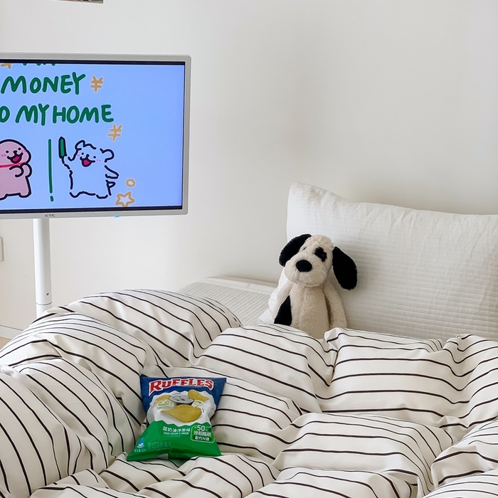 91家纺网 家纺一手货源 找家纺 窝米 2024新款韩国设计师卡通手绘单品被套系列 摩德尔