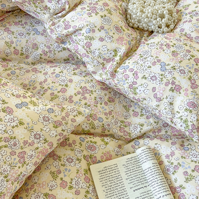 91家纺网 家纺一手货源 找家纺 麒豆豆 2024新款全棉双层纱四件套优若花园