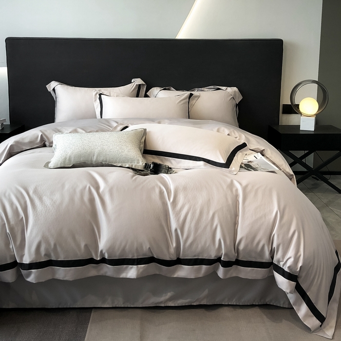 91家纺网 家纺一手货源 找家纺 遇见家居生活馆 2024新款贡缎压花水洗真丝四件套 碧莎-浅灰