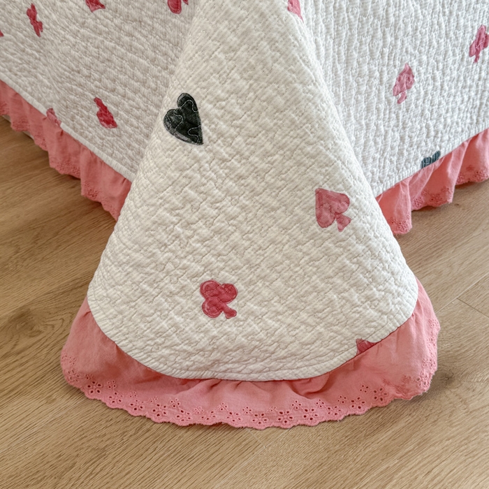 91家纺网 家纺一手货源 找家纺 添越 2024新款纯棉砂洗床盖 扑克卡