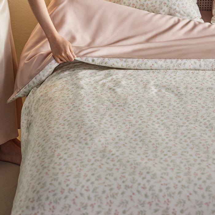 91家纺网 家纺一手货源 找家纺 时年家纺 2024春夏新品莱赛尔天丝印花四件套 叶纷飞