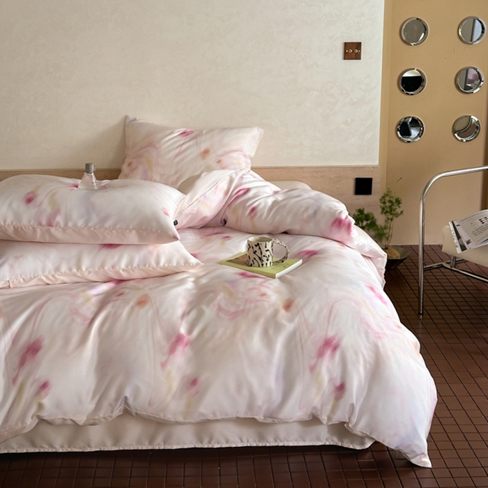 91家纺网 家纺一手货源 找家纺 圆岛家纺2024新款60S数码印花四件套 玫瑰琉璃