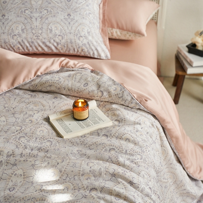 91家纺网 家纺一手货源 找家纺 时年家纺 2024春夏新品莱赛尔天丝印花四件套 沐颜