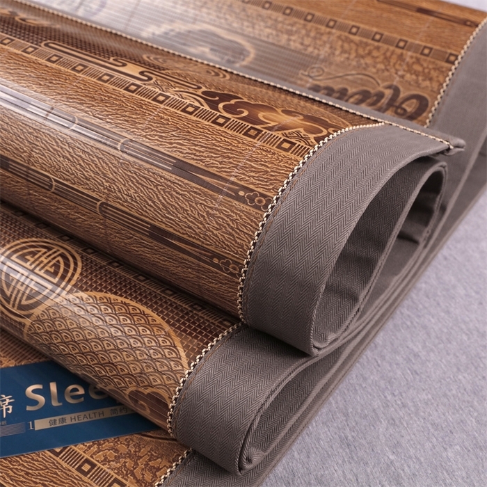 91家纺网 家纺一手货源 找家纺 （总）新月 2024新款全青竹可折叠宽边刺绣凉席竹席-中国风云