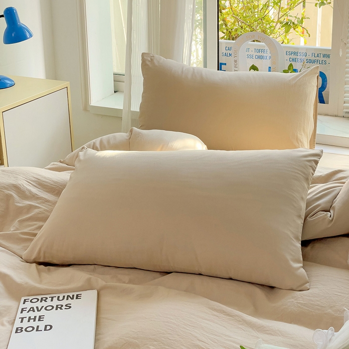 91家纺网 家纺一手货源 找家纺 森璐家纺 2024新款1ins风水洗棉四件套纯色四件套混搭素色四件套（二） 浅驼色