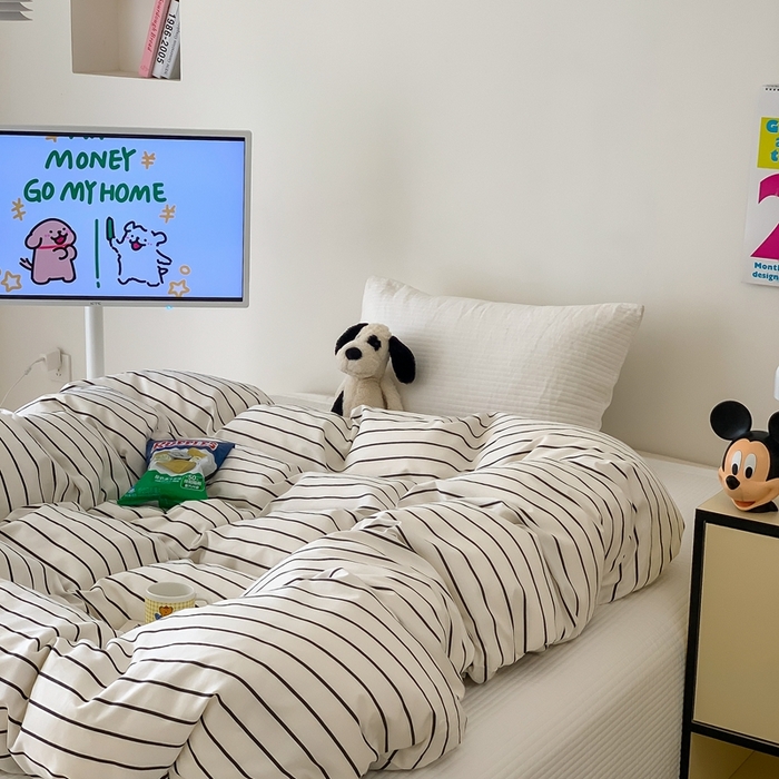 91家纺网 家纺一手货源 找家纺 窝米 2024新款韩国设计师卡通手绘单品被套系列 摩德尔