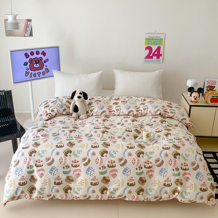 窝米 2024新款韩国设计师卡通手绘单品被套系列 蛋糕慕斯