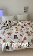 91家纺网 家纺一手货源 找家纺 窝米 2024新款韩国设计师卡通手绘单品被套系列 妙可乐园